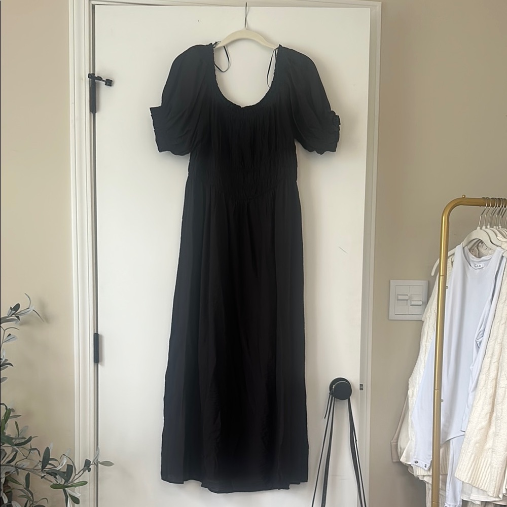 H&M Black Maxi Puff Sleeve Dress